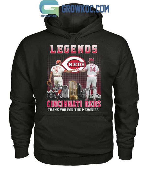 Cincinnati Reds The Legends Peter Rose Johnny Bench Thank You For The Memories T-Shirt