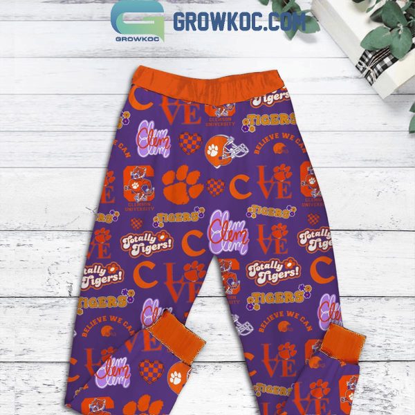 Clemson Tigers Believe We Can Win In Christmas 2024 Fleece Pajamas Set