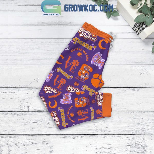 Clemson Tigers Believe We Can Win In Christmas 2024 Fleece Pajamas Set