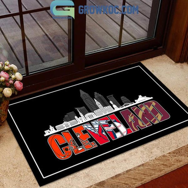 Cleveland Browns Cleveland Guardians Cleveland Cavaliers City Skyline Doormat