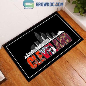 Cleveland Browns Cleveland Guardians Cleveland Cavaliers City Skyline Doormat