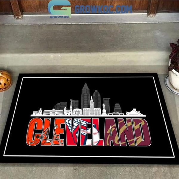 Cleveland Browns Cleveland Guardians Cleveland Cavaliers City Skyline Doormat