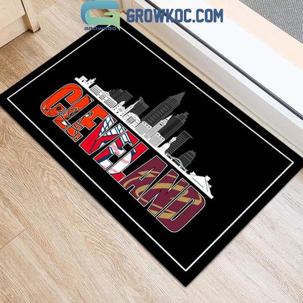 Cleveland Browns Cleveland Guardians Cleveland Cavaliers City Skyline Doormat