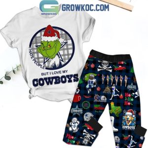 Dallas Cowboys Christmas Grinch 2024 I Hate People But Love Cowboys Fleece Pajamas Set