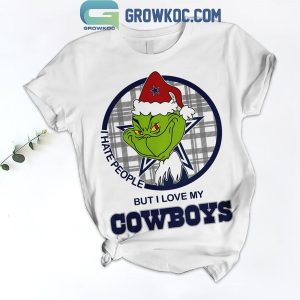 Dallas Cowboys Christmas Grinch 2024 I Hate People But Love Cowboys Fleece Pajamas Set