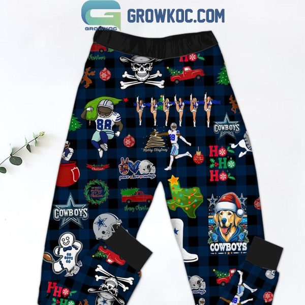 Dallas Cowboys Christmas Grinch 2024 I Hate People But Love Cowboys Fleece Pajamas Set