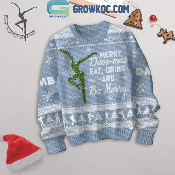 Dave Matthews Band Eat Drink And Be Mercy Christmas Light Blue Ugly Sweater