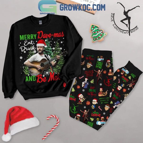 Dave Matthews Band Merry Christmas Be Mercy Fleece Pajamas Set Long Sleeve