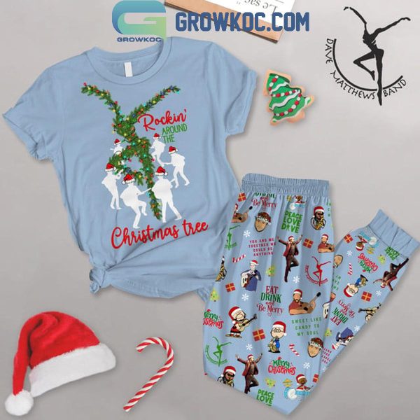 Dave Matthews Band Rocking Christmas Blue Fleece Pajamas Set