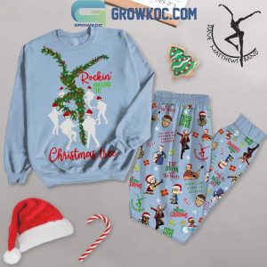 Dave Matthews Band Rocking Christmas Blue Fleece Pajamas Set Long Sleeve