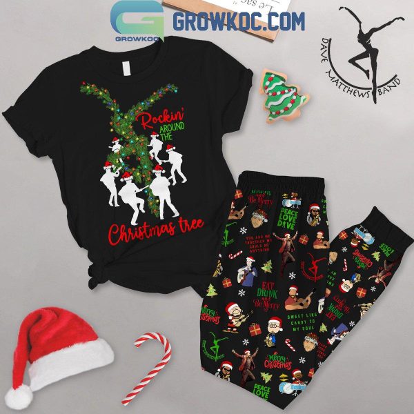 Dave Matthews Band Rocking Christmas Fleece Pajamas Set Black