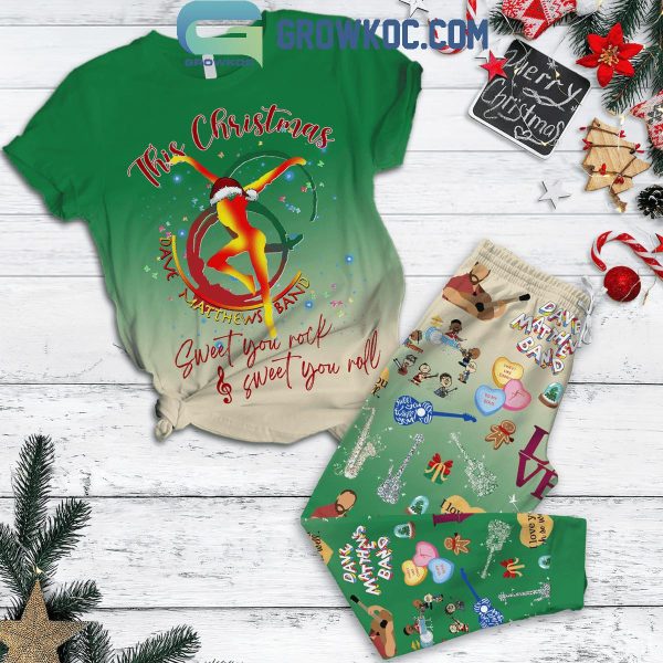 Dave Matthews Band This Christmas Sweet You Rock And Roll Fleece Pajamas Set Green