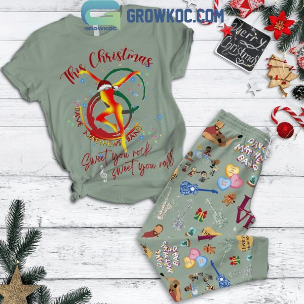 Dave Matthews Band This Christmas Sweet You Rock And Roll Mint Fleece Pajamas Set