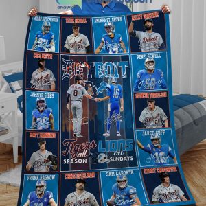 Detroit Lions Detroit Tigers All-Stars Squad Fleece Blanket Quilt