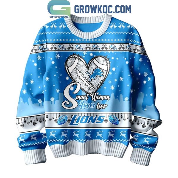 Detroit Lions Smart Woman Loves Her Lions Christmas Ugly Sweater