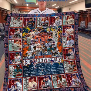 Detroit Tigers 130th Anniversary 1894-2024 Fleece Blanket Quilt