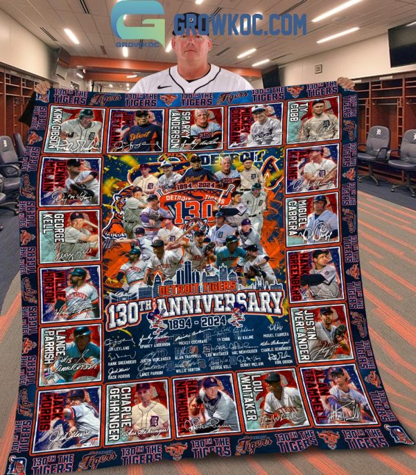 Detroit Tigers 130th Anniversary 1894-2024 Fleece Blanket Quilt