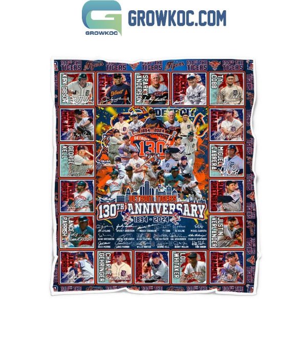 Detroit Tigers 130th Anniversary 1894-2024 Fleece Blanket Quilt