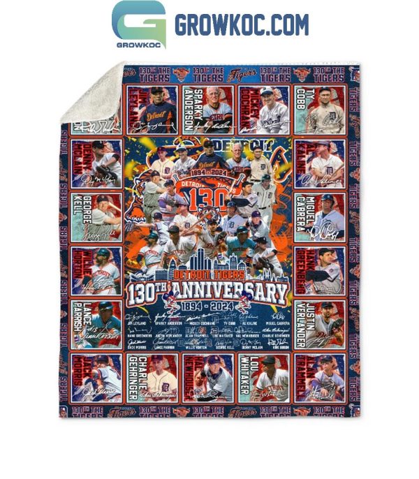 Detroit Tigers 130th Anniversary 1894-2024 Fleece Blanket Quilt