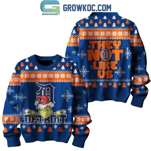 Detroit Tigers Grinch They Not Like Us Christmas Ugly Sweater