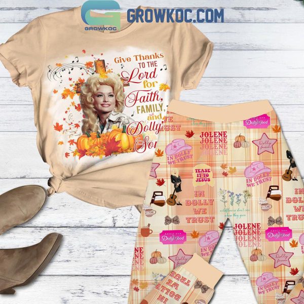 Dolly Parton Give Thanks To The Lord For Faith Family Fleece Pajamas Set