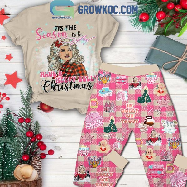 Dolly Parton Tis The Season To Be Dolly Merry Christmas Fleece Pajamas Set