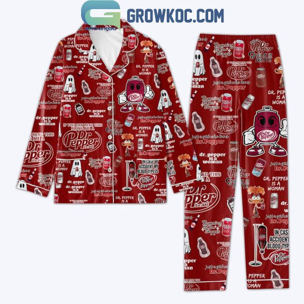 Dr. Pepper My Blood Type Is Dr. Pepper Christmas Polyester Pajamas Set