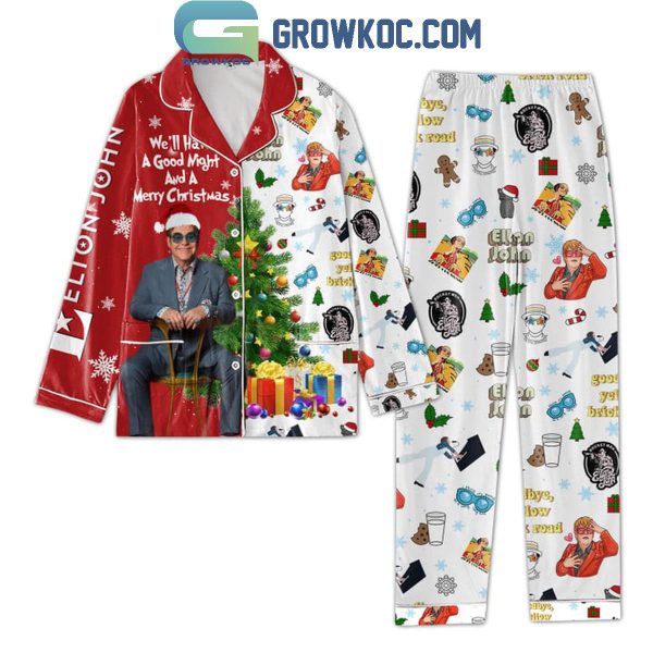 Elton John 2024 We’ll Have A Good Night And A Merry Christmas Polyester Pajamas Set