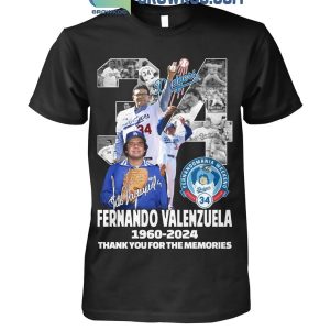 Fernando Valenzuela No.34 Los Angeles Dodgers 1960-2024 T-Shirt