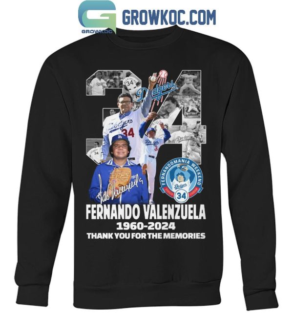 Fernando Valenzuela No.34 Los Angeles Dodgers 1960-2024 T-Shirt