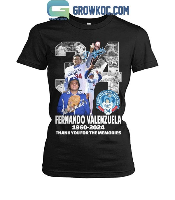 Fernando Valenzuela No.34 Los Angeles Dodgers 1960-2024 T-Shirt