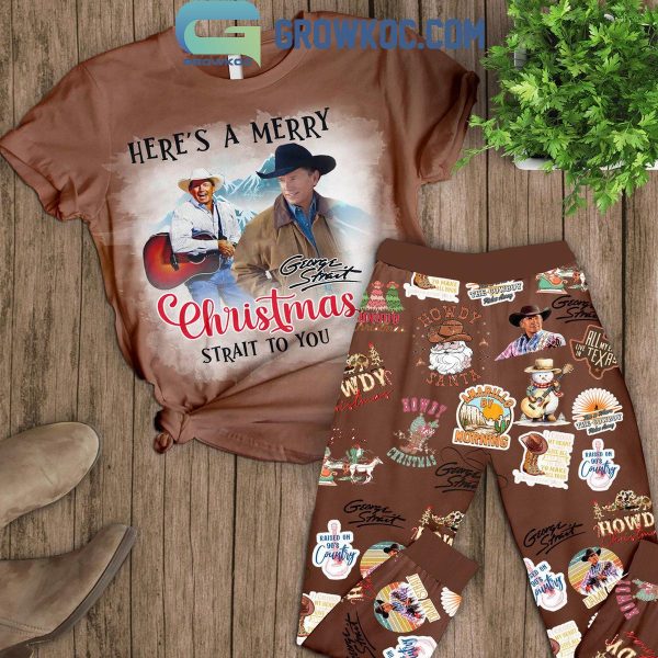 George Strait Herer’s A Merry Christmas Strait To You Fleece Pajama Set