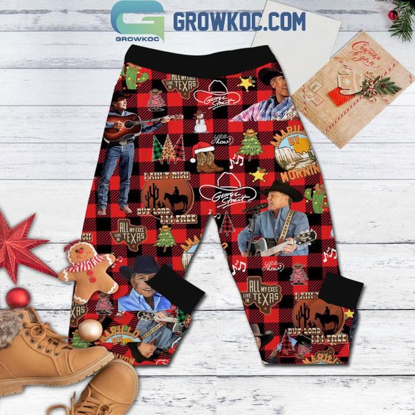 George Strait Merry Christmas Strait To You 2024 Fan Fleece Pajamas Set