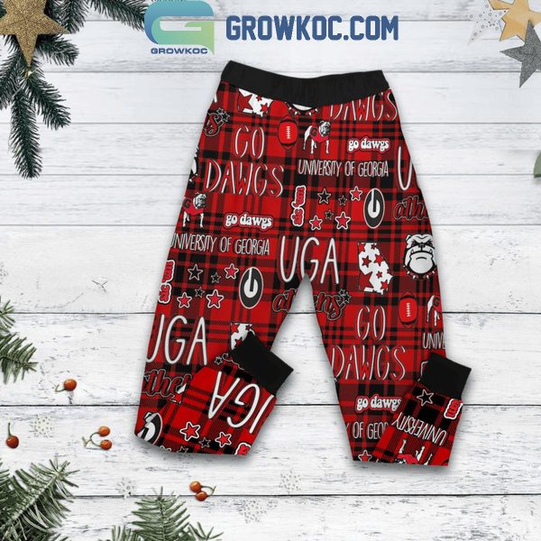 Georgia Bulldogs All I Want For Christmas Is My Coffee And Dawgs Fleece Pajamas Set