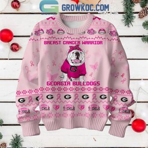 Georgia Bulldogs Breast Cancer Warrior Tackle Cancer Christmas Ugly Sweater Light Pink