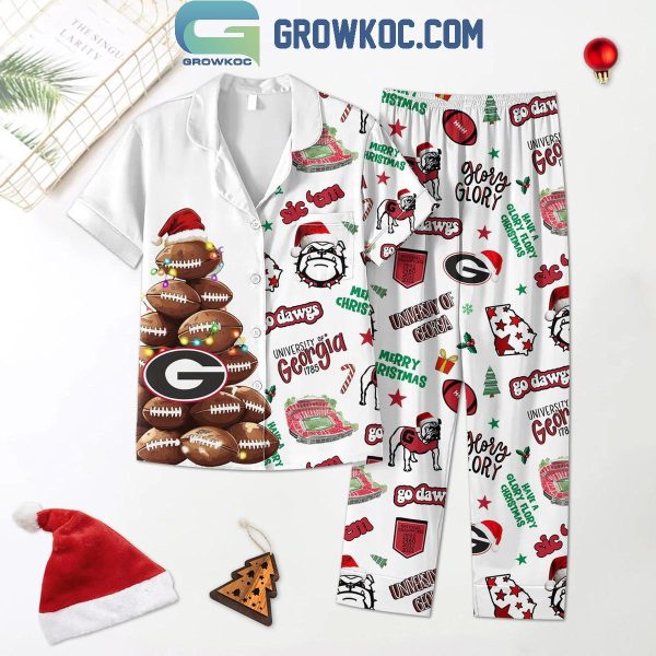 Georgia Bulldogs Est. 1785 University Of Georgia Christmas Polyester Pajamas Set