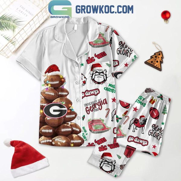 Georgia Bulldogs Est. 1785 University Of Georgia Christmas Polyester Pajamas Set