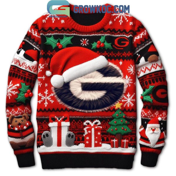 Georgia Bulldogs Football Christmas Tree And Presents Ugly Sweater