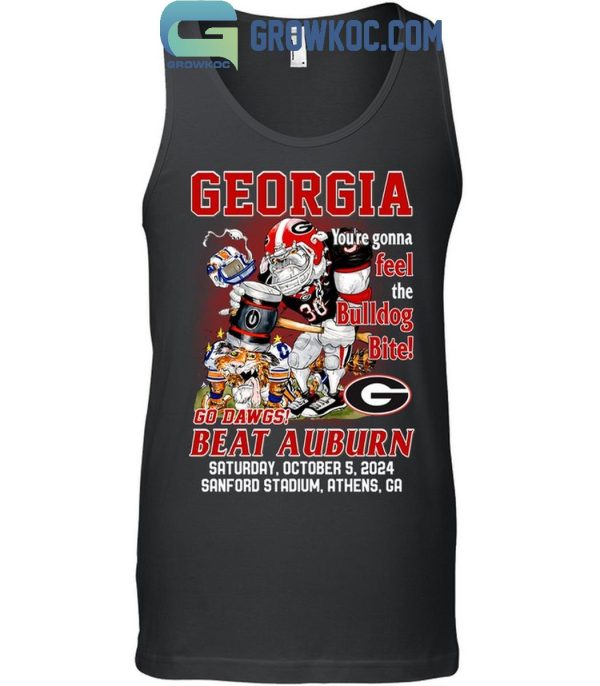 Georgia Bulldogs Go Dawgs Beat Auburn Tigers Feel The Bulldogs Bite T-Shirt