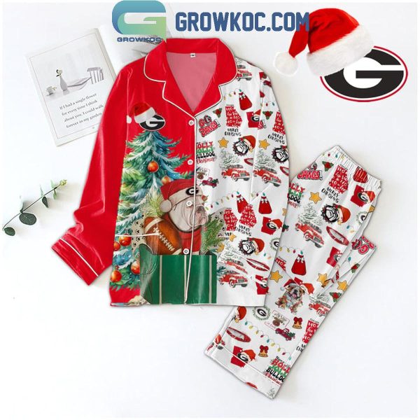 Georgia Bulldogs Ho Ho Ho Merry Christmas Polyester Pajamas Set