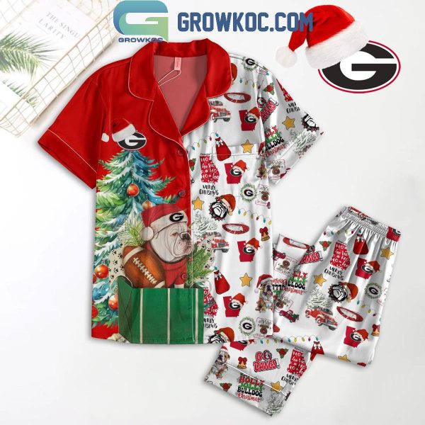 Georgia Bulldogs Ho Ho Ho Merry Christmas Polyester Pajamas Set