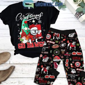 Georgia Bulldogs Merry Christmas 2024 Go Dawgs Fleece Pajama Set