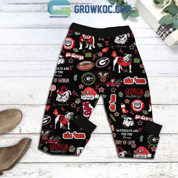 Georgia Bulldogs Merry Christmas 2024 Go Dawgs Fleece Pajama Set