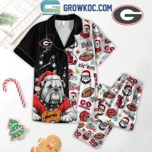 Georgia Bulldogs Merry Christmas Go Dawgs Football Polyester Pajamas Set