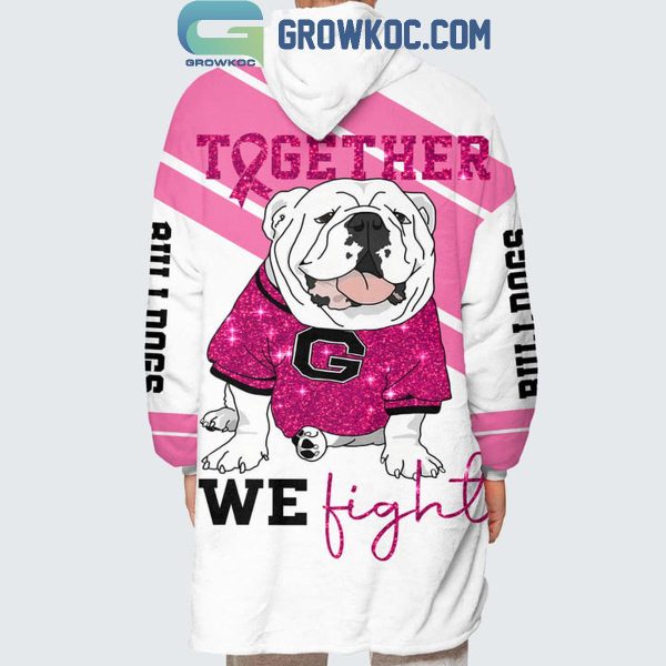 Georgia Bulldogs Pink Out Together We Fight Cancer Oodie Hoodie Blanket