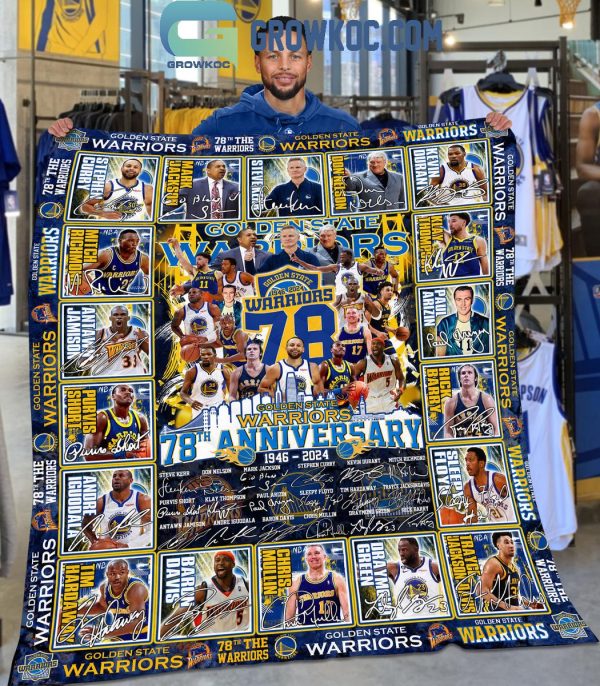 Golden State Warriors 78th Anniversary 1946-2024 Celebrating Fleece Blanket Quilt