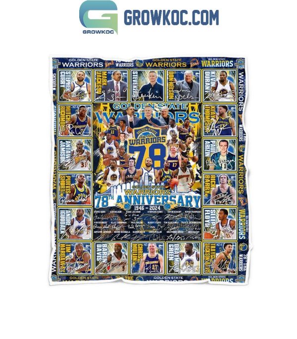 Golden State Warriors 78th Anniversary 1946-2024 Celebrating Fleece Blanket Quilt