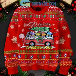 Grateful Dead Christmas Is Coming Y’All Red Version Ugly Sweater