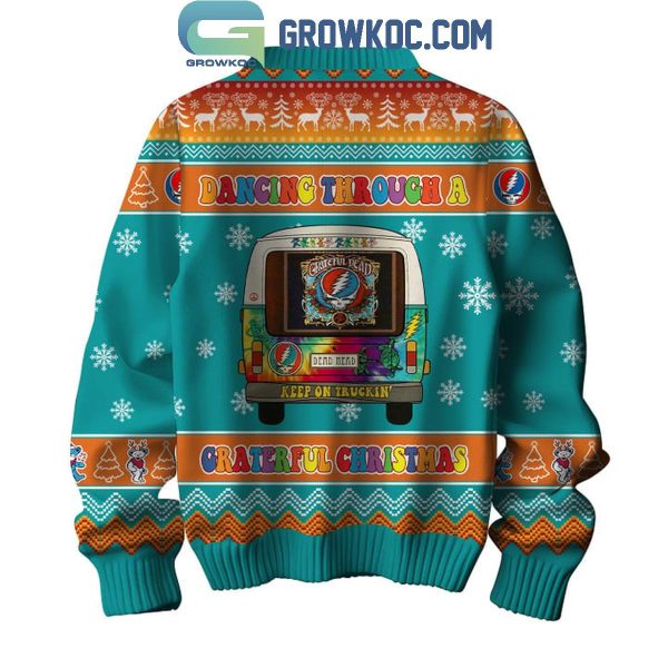 Grateful Dead Dancing Through A Grateful Christmas Ugly Sweater