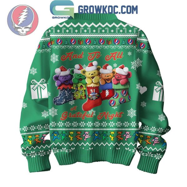 Grateful Dead To All A Grateful Night In Christmas Ugly Sweater Green Version